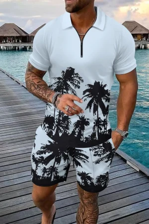 Hawaii Style 3D Print Polo Shirts Shorts Sets Beach Holiday Men Fashion Sportswear Short Sleeve T-Shirt Pants Man Suit Oversize